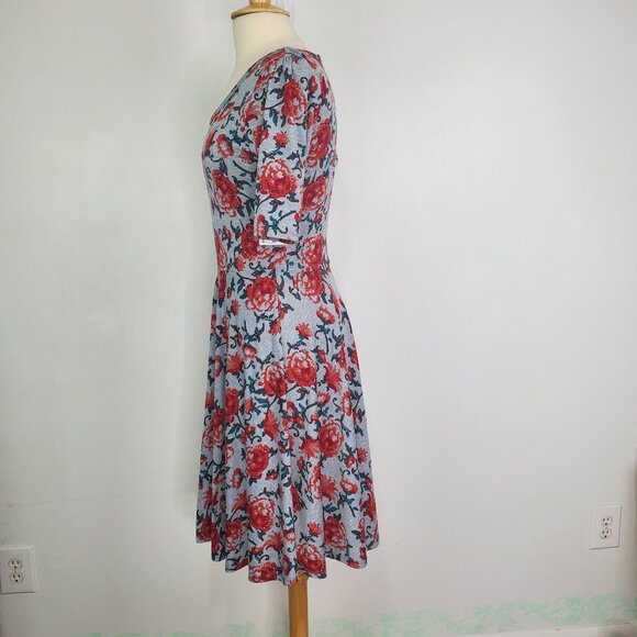 LuLaRoe Abstract Floral Fit & Flare Nicole Dress NEW NWT Size L - Picture 4 of 12